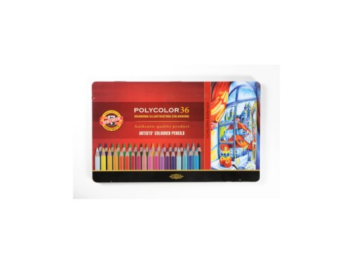 Koh-i-noor 3825 polycolor színes ceruza/36 hatszögletű (7mm) fémdoboz