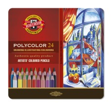 Koh-i-noor 3824 polycolor színes ceruza/24 hatszögletű (7mm) fémdoboz