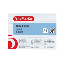 Herlitz Kartoték kártya A6/100 ív, vonalas,fehér, 170g/m2