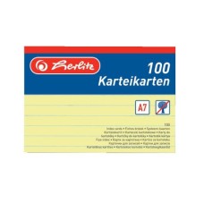 Herlitz Kartoték kártya A7/100 ív, vonalas sárga